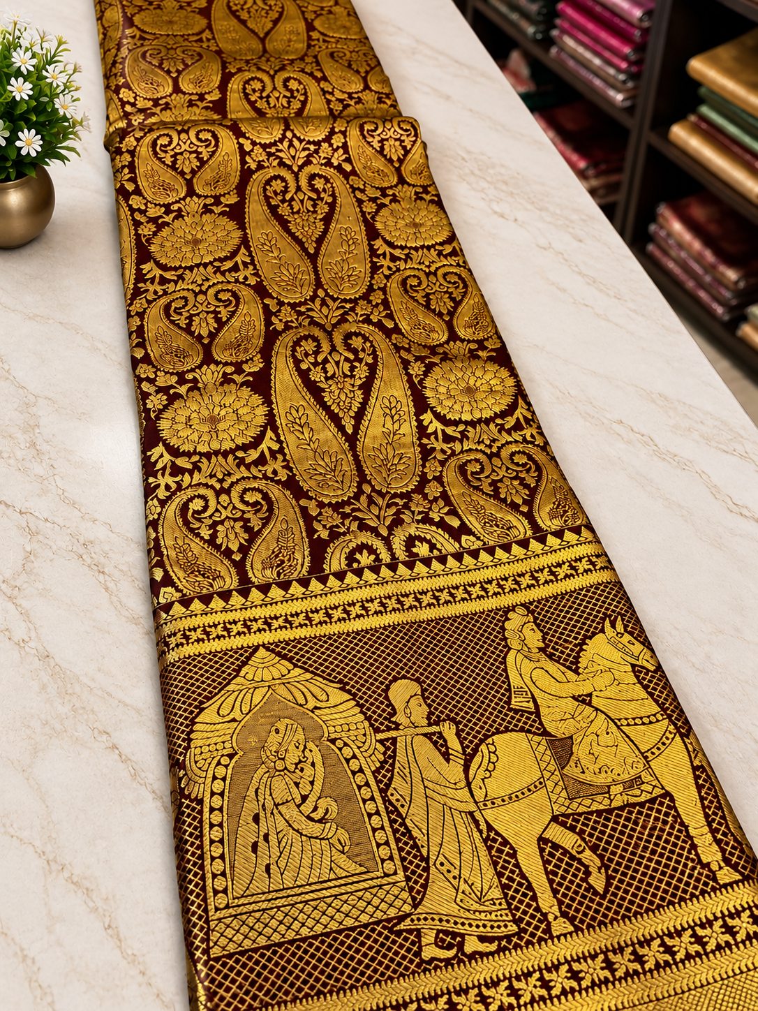 Divine Brown Soft Banarasi Silk Saree with Alluring Blouse Piece