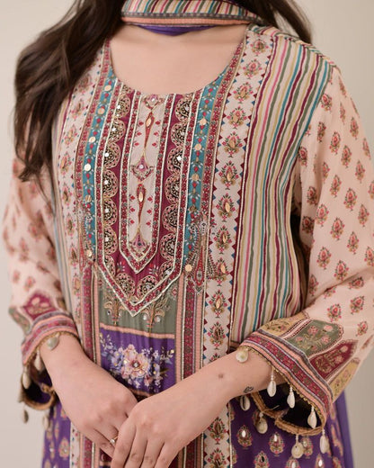 TRADITIONAL COTTON SILK ANARKALI KODI  ROUND SUIT SET