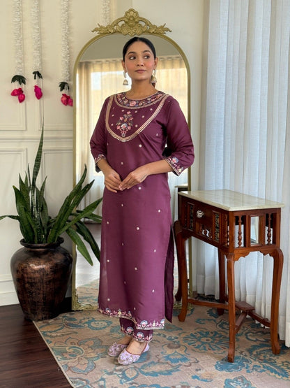 Stylish Party Wear Embroidered Suit Set with Dupatta