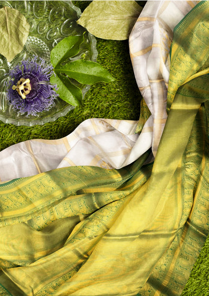 Women Kanjeevaram Woven Silk Saree with Contrast Border