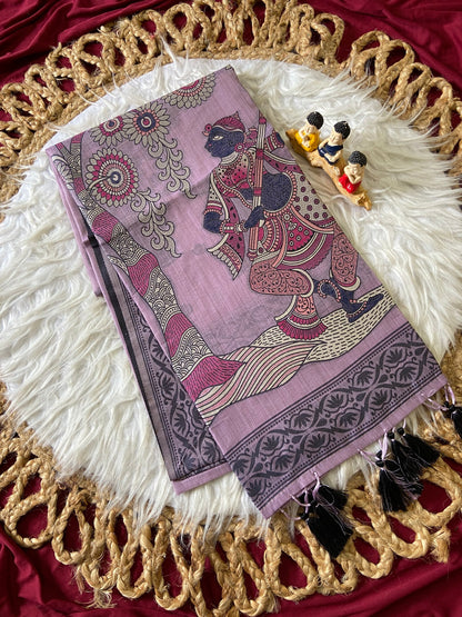 Lavanya Lavender Muse Heritage Art Soft Muga Cotton Woven Saree