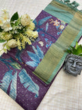 Amayra Royal Purple Botanical Tussar Silk Saree