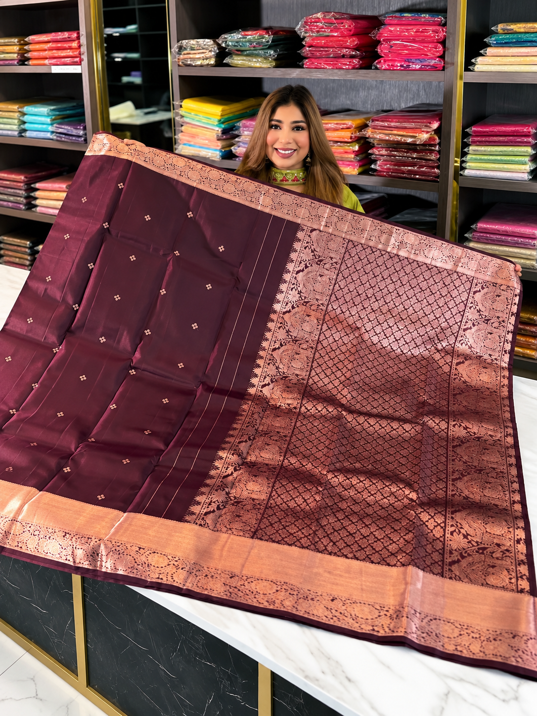 Festive Wine Soft Banarasi Silk Saree with Winsome Blouse Piece