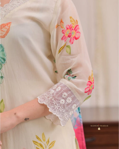 MOST CHARMING ORGANZA SUIT SET WITH HANDWORK