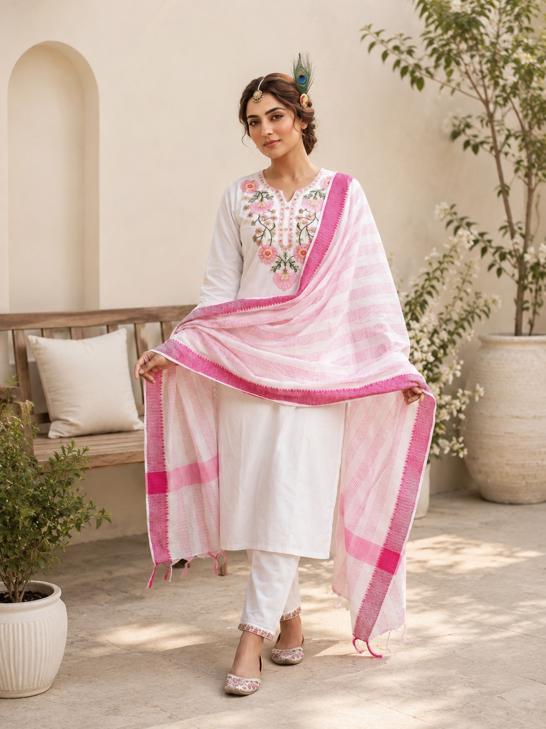 New Designer Premium Pure Khadi Cotton Embroidered Suit Set