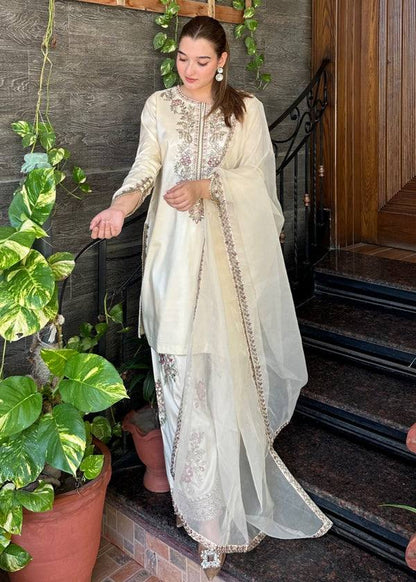 Elegant French Crepe Embroidered Suit Set with Dupatta