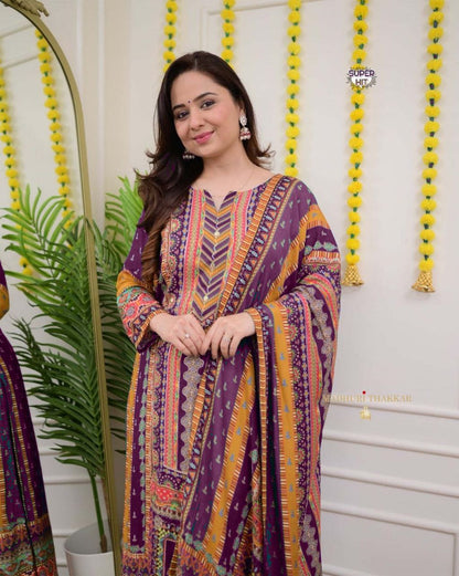 Premium Designer Multi-Color Chanderi Cotton Suit Set with Dupatta