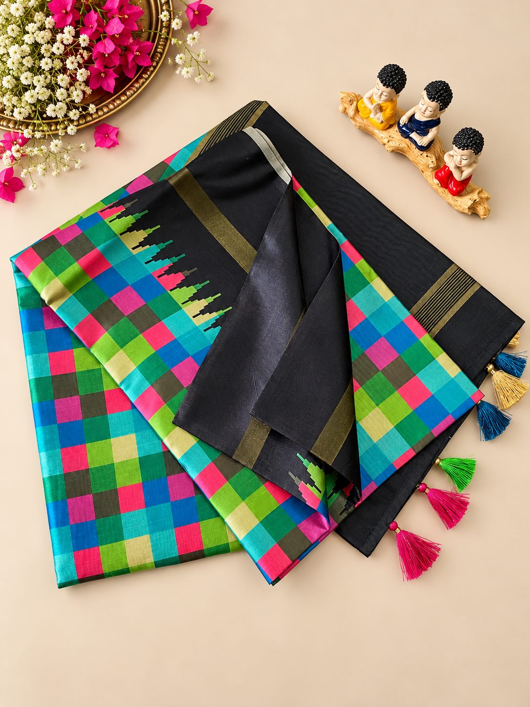 Marvellous Soft Tussar Silk Saree with Elegant Pallu & Tassels