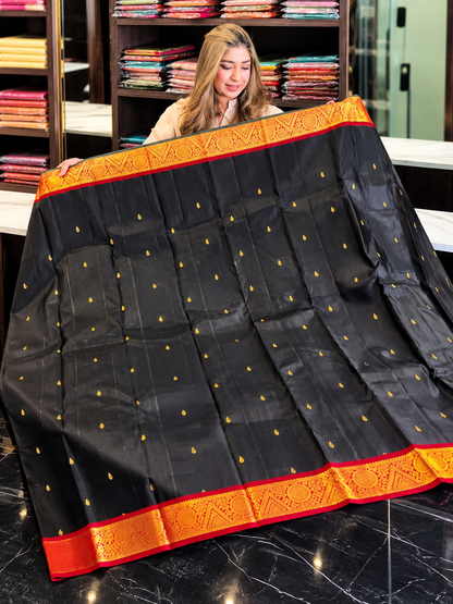 Traditional Black Kanjivaram Style Silk Festive Saree
