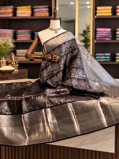 Festive Wine Soft Banarasi Silk Saree with Elegant Blouse Piece