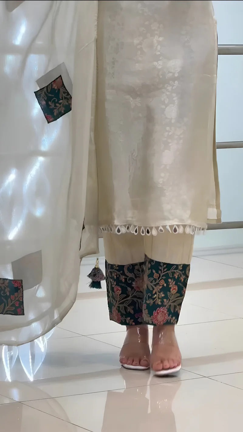 VERY GORGEOUS PURE BANARASI SILK ZARI WEAVING SUIT SET