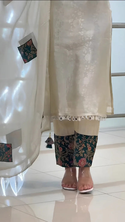 VERY GORGEOUS PURE BANARASI SILK ZARI WEAVING SUIT SET