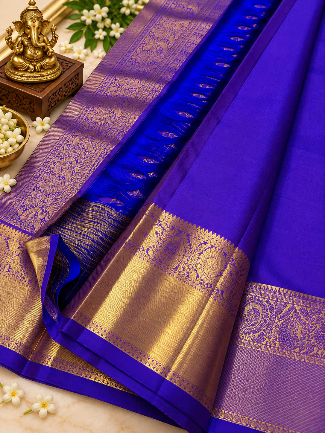 Premium Royal Blue Soft Banarasi Silk Saree with Beautiful Blouse Piece