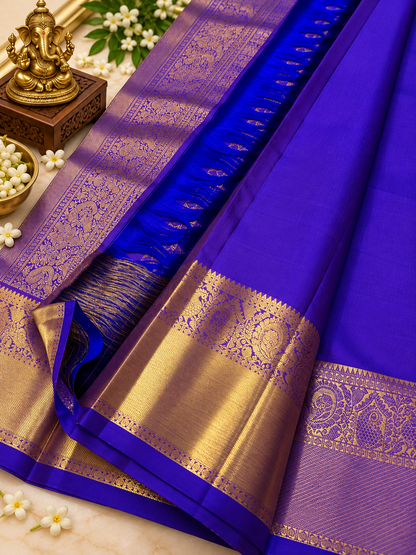 Premium Royal Blue Soft Banarasi Silk Saree with Beautiful Blouse Piece