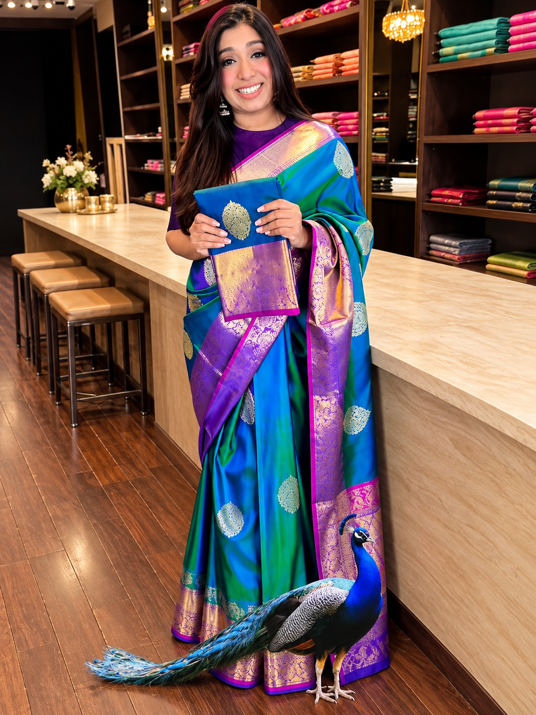 Lovely Blue Soft Silk Saree With Traditional Blouse Piece