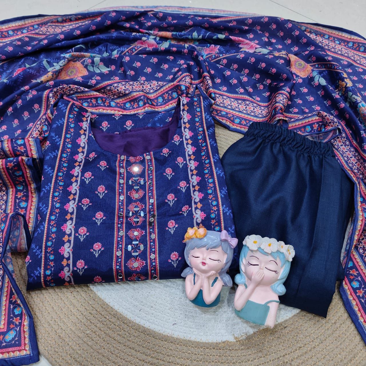 Royal Purple Chinon Silk Salwar Suit with Original Mirror Hand Work