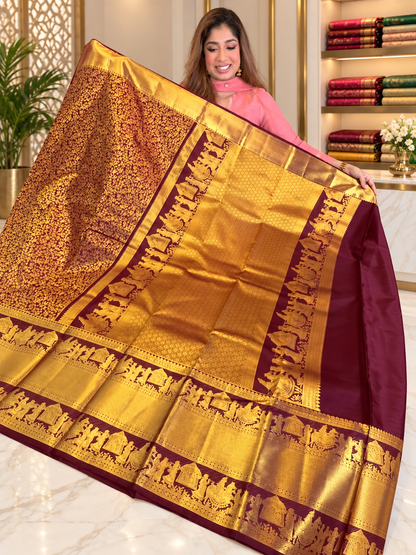Festive Wine Purple Soft Banarasi Silk Saree With Delightful Blouse Piece