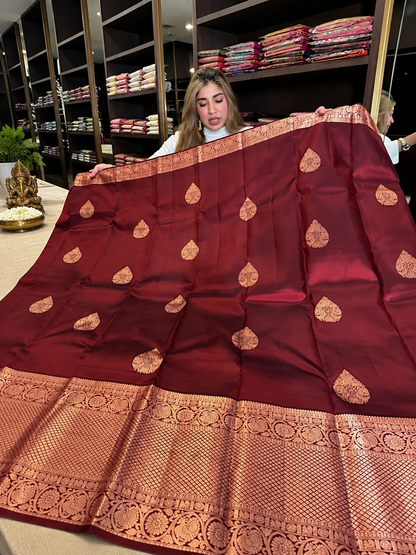 Very Attractive Wine Soft Silk Saree With Evocative Blouse Piece