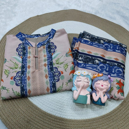 Very Beautiful Lavender Pastel Soft Muslin Printed Co-Ord Set
