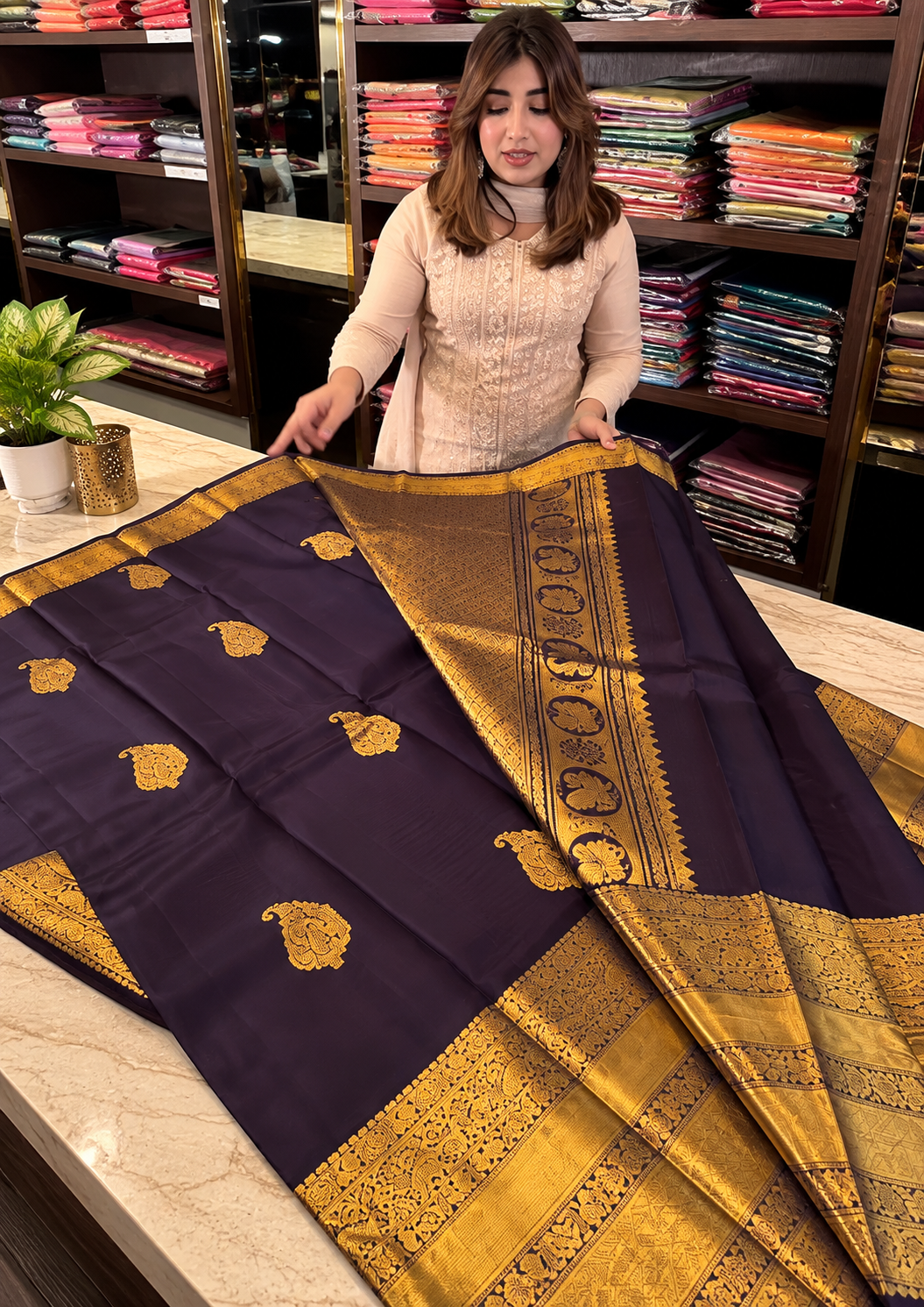 Royal Purple Soft Banarasi Silk Saree with Ornate Traditional Border