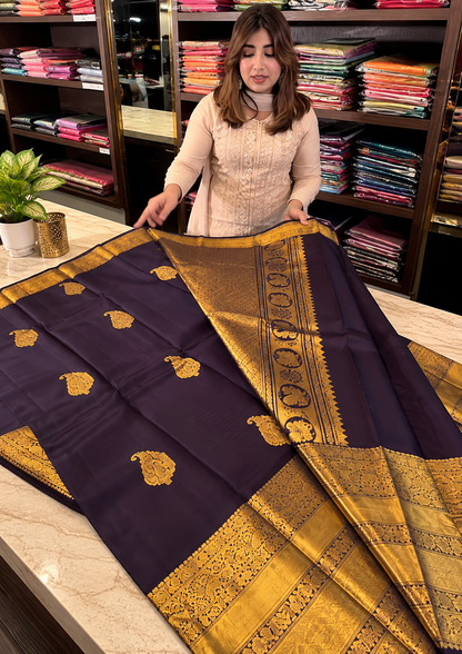 Royal Purple Soft Banarasi Silk Saree with Ornate Traditional Border