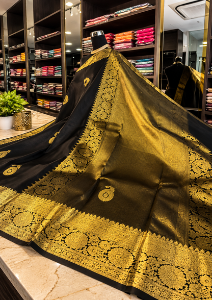 Elegant Coffee Brown Gold Zari Soft Banarasi Silk Saree With Glowing Blouse Piece