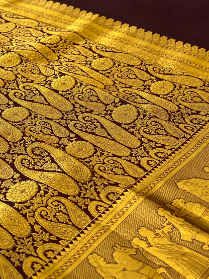 Divine Brown Soft Banarasi Silk Saree with Alluring Blouse Piece