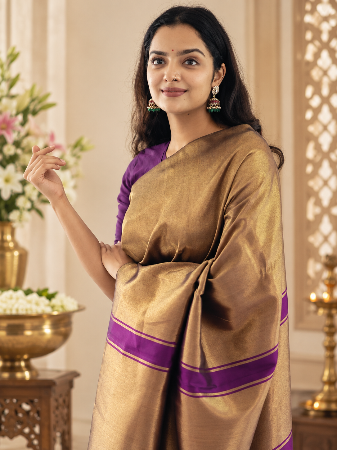 Attractive Purple Handwoven Soft Silk Saree with Elegant Blouse Piece
