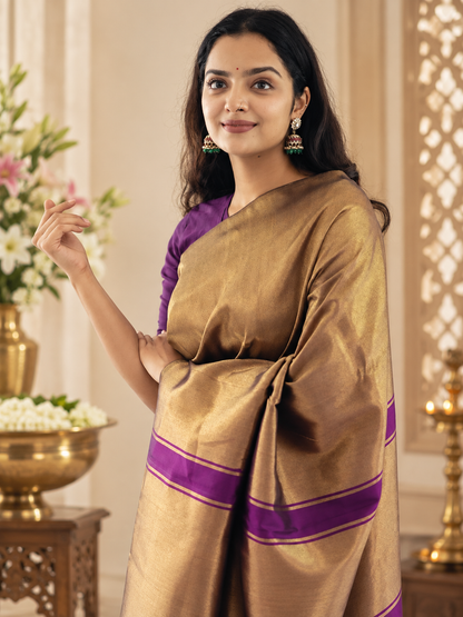 Attractive Purple Handwoven Soft Silk Saree with Elegant Blouse Piece
