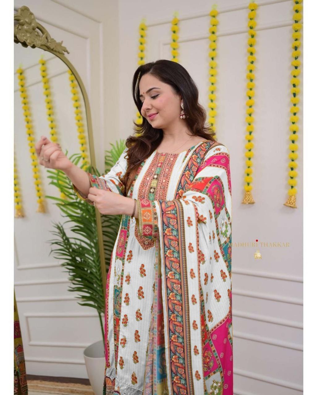 Elegant Multi-Color Chanderi Cotton Suit Set with Dupatta
