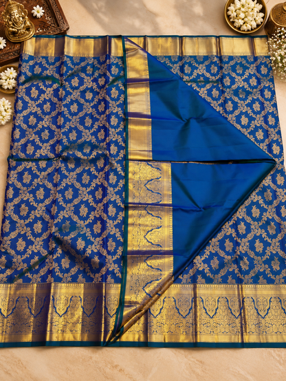 Royal Blue Soft Banarasi Silk Saree with Rich Gold Zari Border