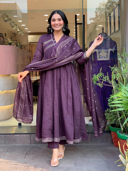 GORGEOUS MUL COTTON MIRROR WORK SUIT SET