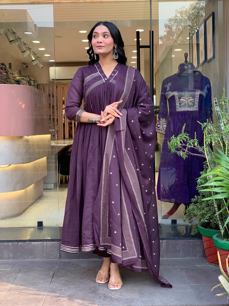 GORGEOUS MUL COTTON MIRROR WORK SUIT SET