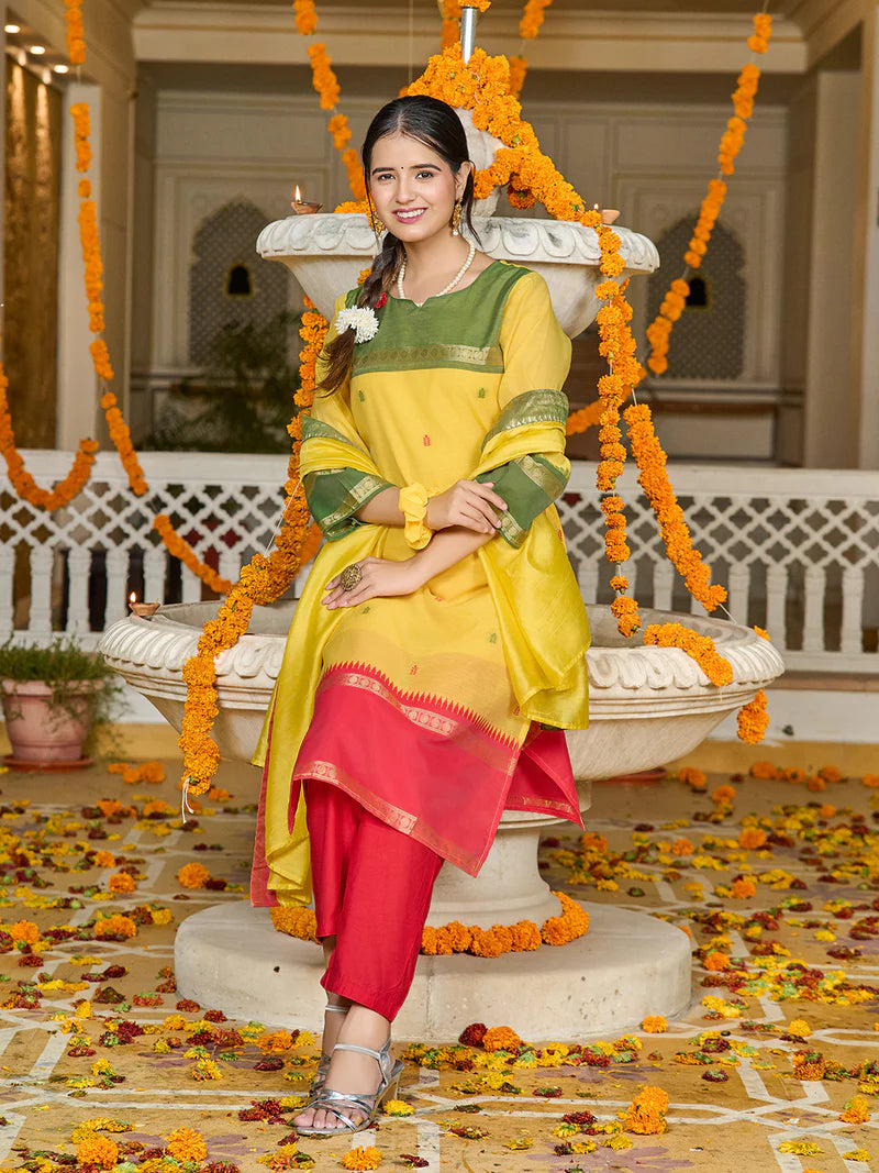 ELEGANT KANCHI COTTON SUIT SET WITH JAQUARD DUPATTA