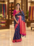 Aadhira Navy Blue Royal Paithani Silk Saree with Exquisite Golden Zari Weaving