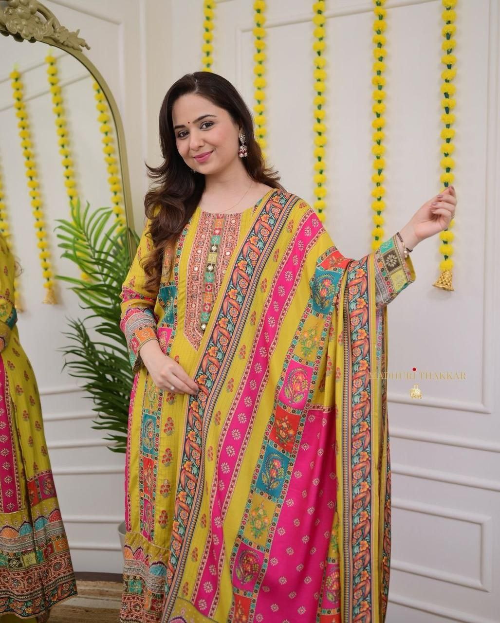 Very Beautiful Multi-Color Muslin Printed Suit Set with Dupatta