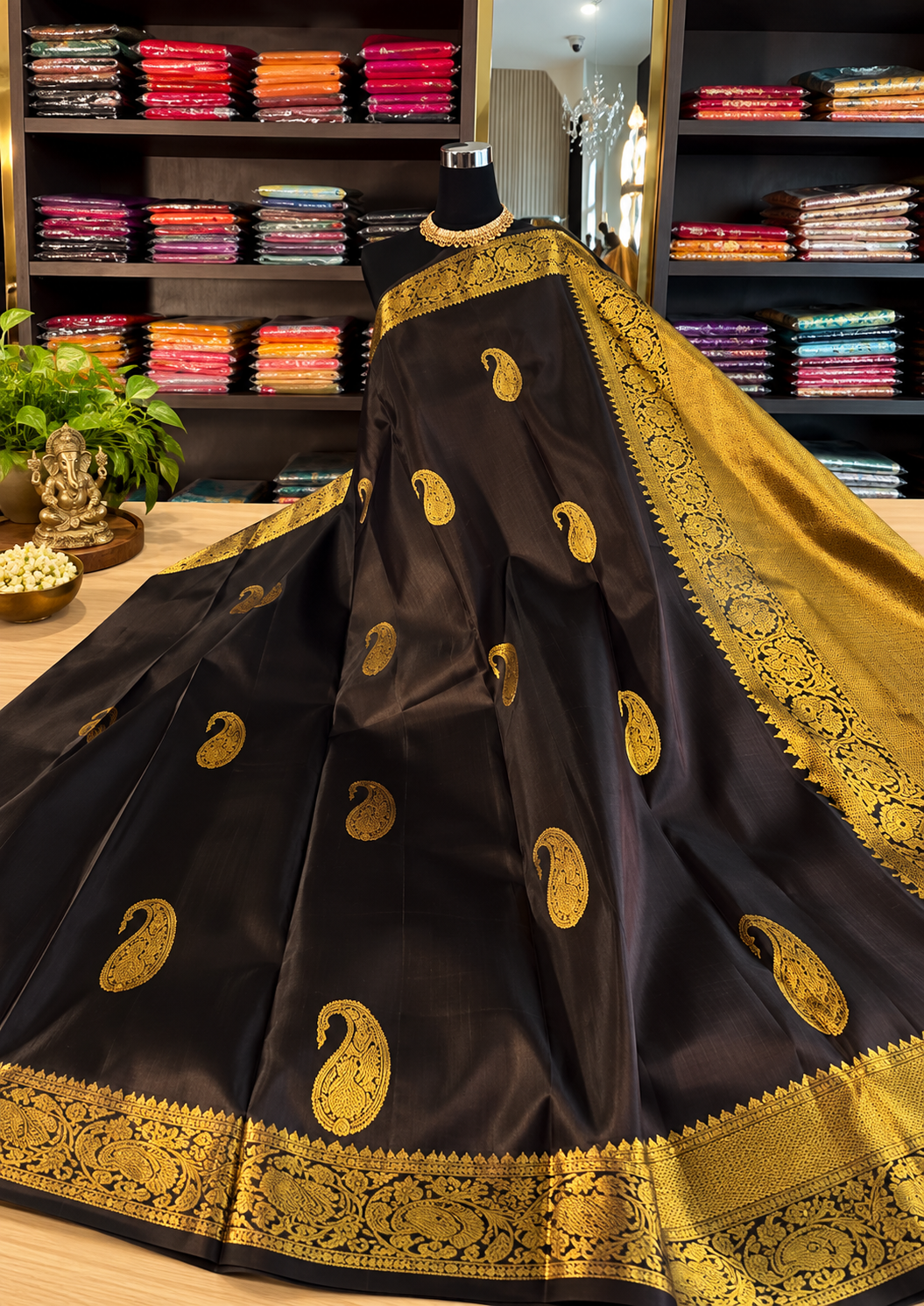 Elegant Coffee Brown Gold Zari Soft Banarasi Silk Saree With Glowing Blouse Piece