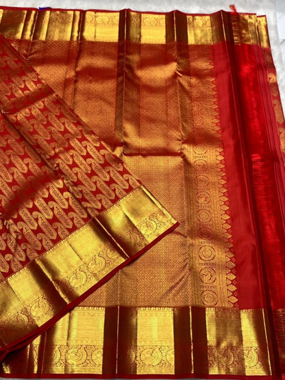 Traditional Royal Red Soft Banarasi Silk Saree With Vibrant Blouse Piece