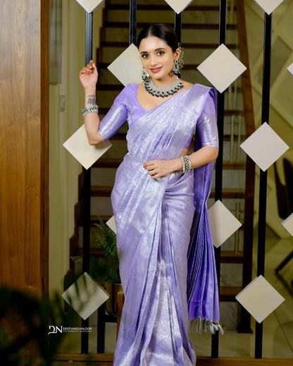 PURPLE COLOR SILK BLEND SAREE WITH BLOUSE