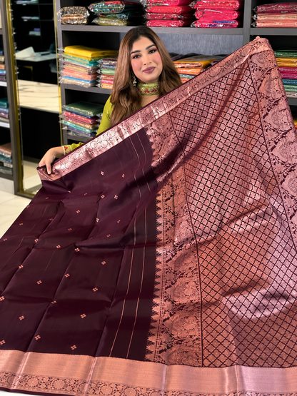 Festive Wine Soft Banarasi Silk Saree with Winsome Blouse Piece