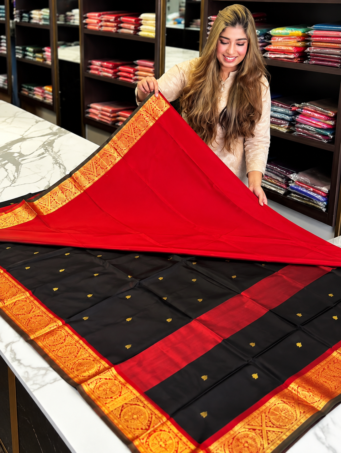 Traditional Black Kanjivaram Style Silk Festive Saree
