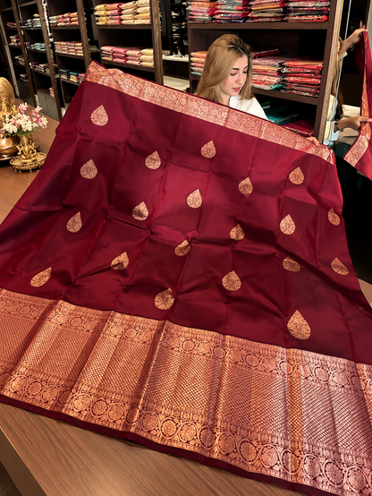 Very Attractive Wine Soft Silk Saree With Evocative Blouse Piece