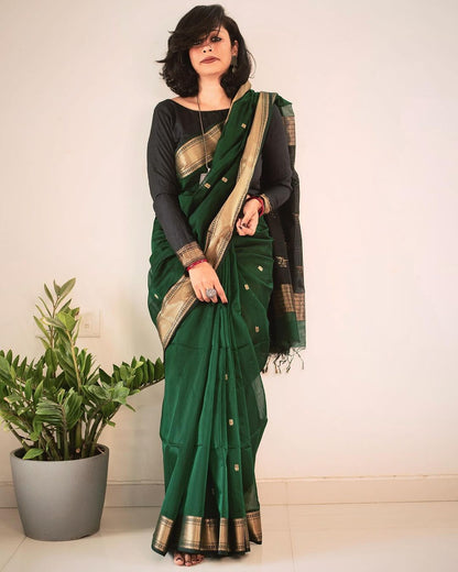Light Weight Soft Cotton Silk Saree With Jacquard Border