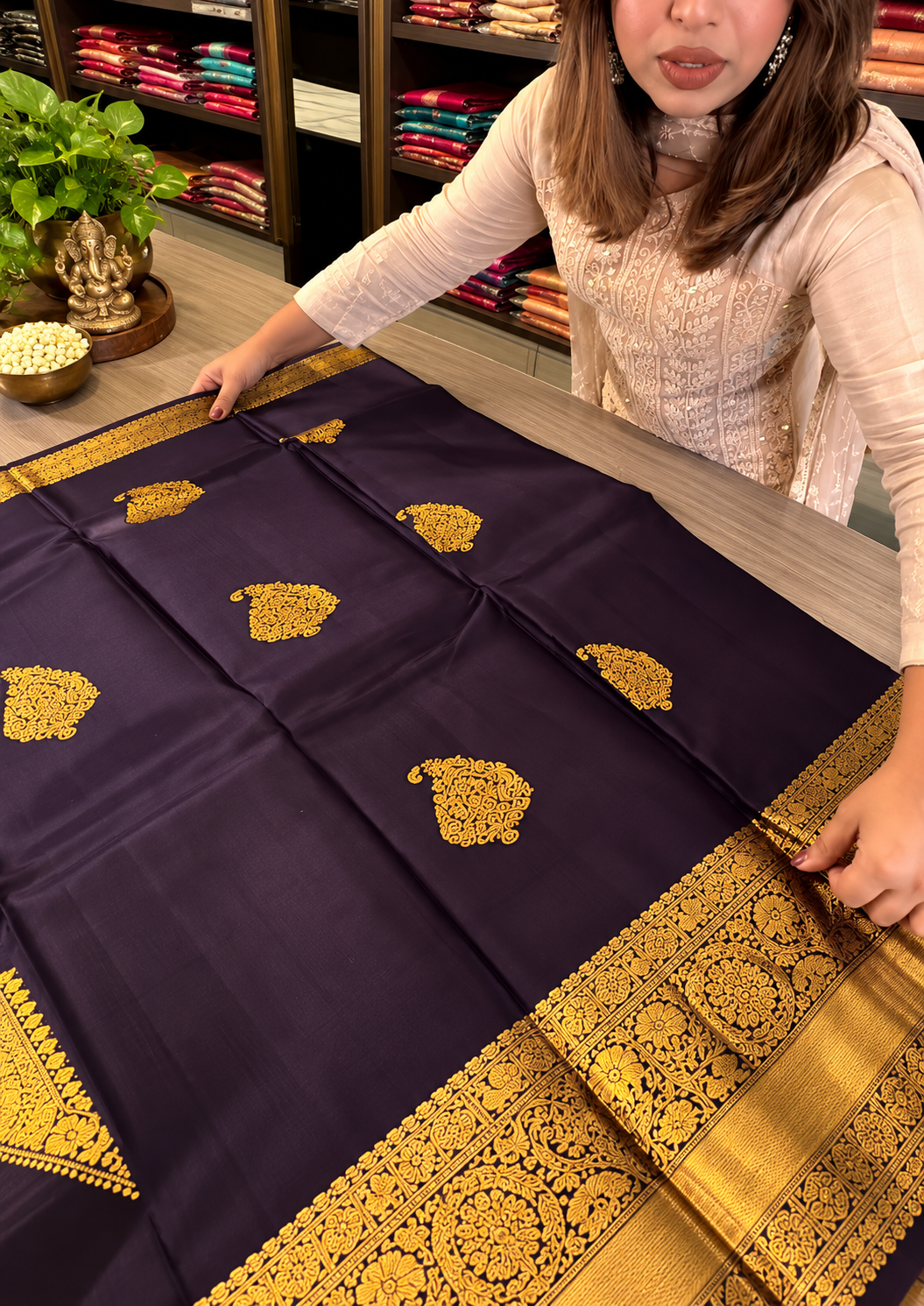 Royal Purple Soft Banarasi Silk Saree with Ornate Traditional Border