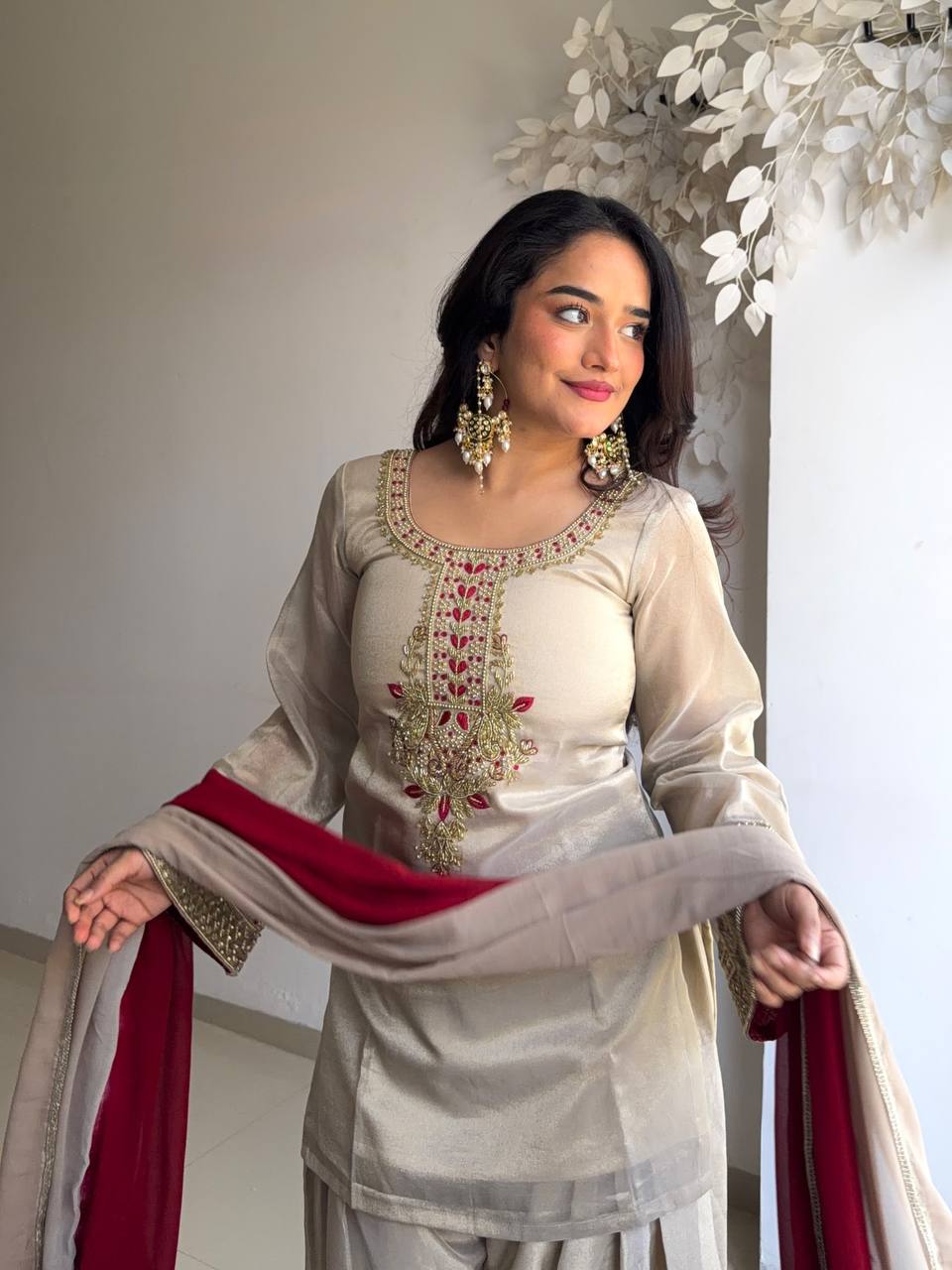 Premium Tabby Organza Embroidered Salwar Suit Set