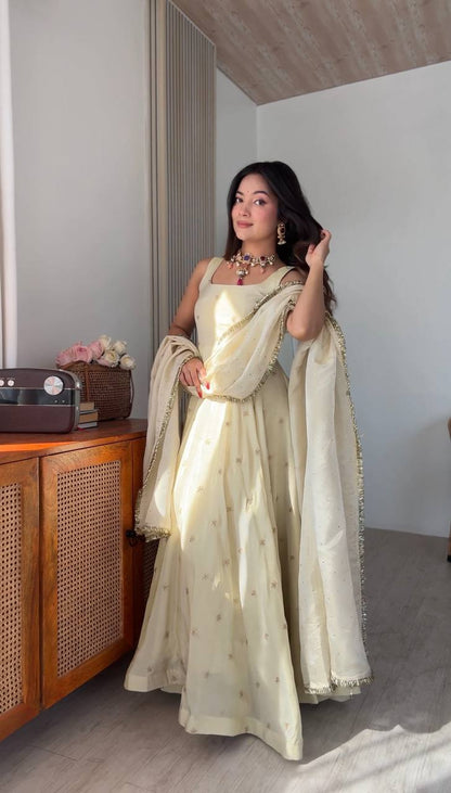 New Designer Cosmos Gold Embroidered Festive Anarkali Suit Set
