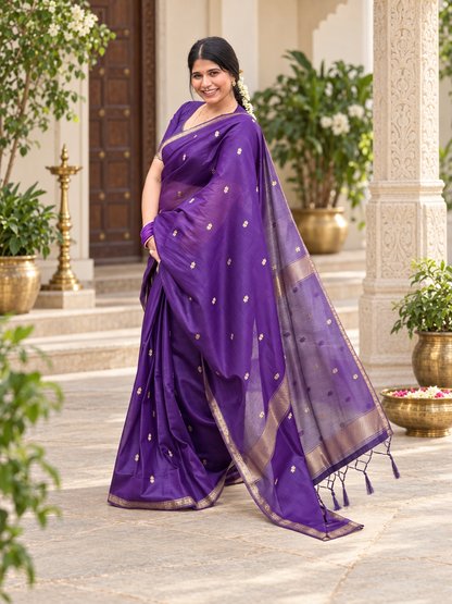 Royal Purple Maheshwari Soft Cotton Silk Festive Saree
