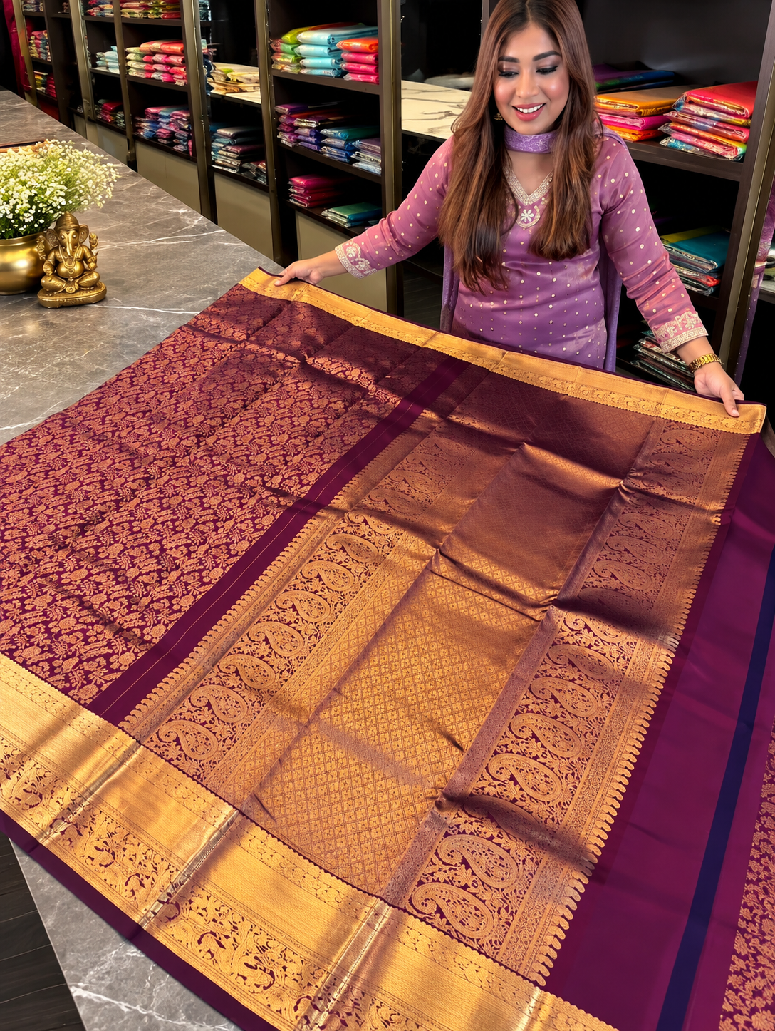 Royal Purple Soft Banarasi Silk Saree with Winsome Blouse Piece