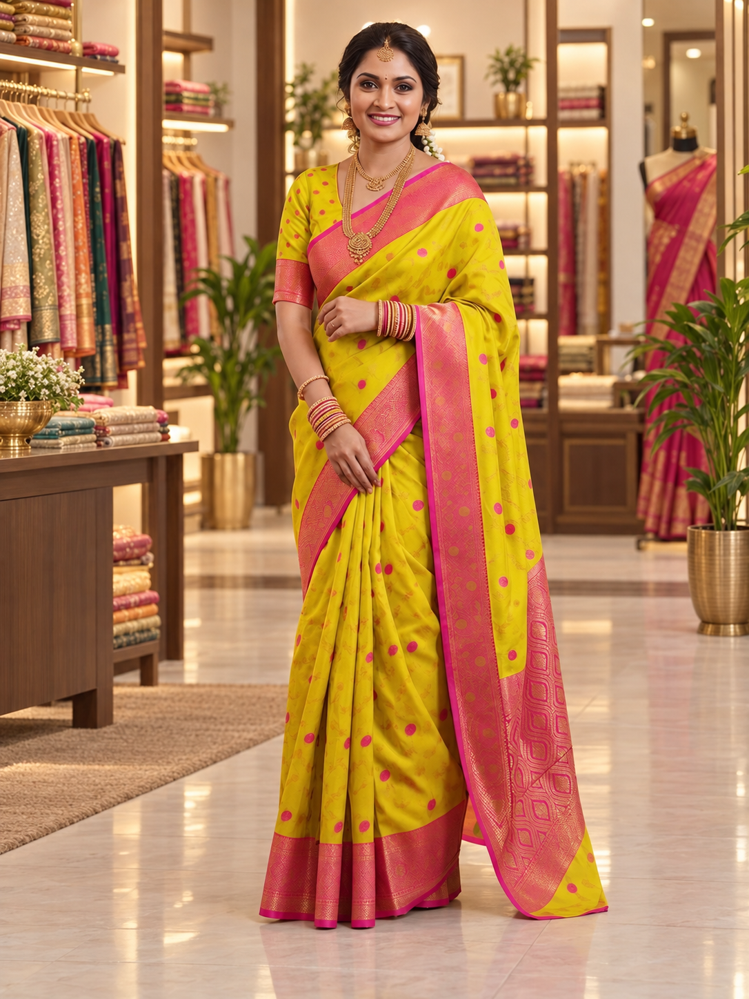 Myra Sunshine Yellow Royal Paithani Silk Saree with Golden Zari Weaving