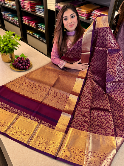 Royal Purple Soft Banarasi Silk Saree with Winsome Blouse Piece